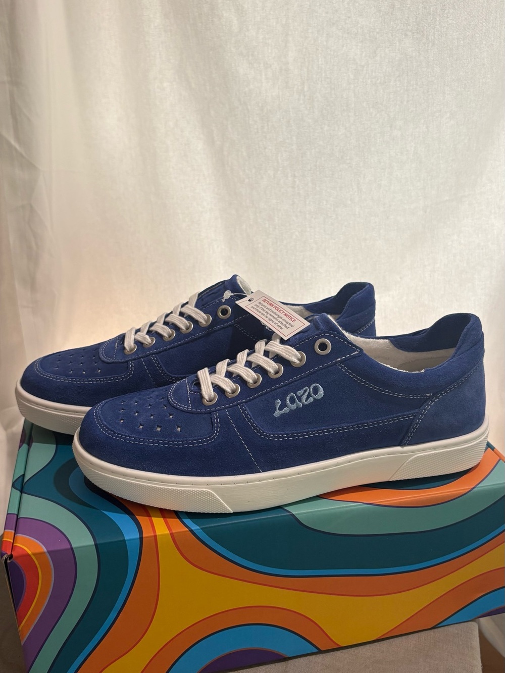 Lazo Hypernova Sapphire Blue Suede Sneakers Size 8.5 NIB Made in Portugal